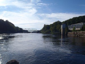View of the Androscoggin River by the retaining wall
