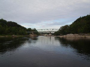 Another view of the rock piles around the bridge over the Androscoggin River