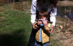 Antony with his very first brookie!