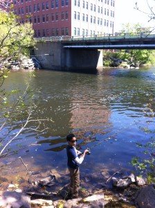 View of the Presumpscot River in the direction of the Bridge Street bridge