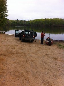 The rough boat launch at Ell Pond