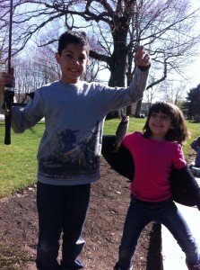 Christian showing off his catch with Ariana