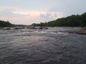 General view of the rapids on the Androscoggin River about 0.5 miles upstream of the Sabattus River boat launch