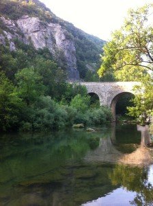 View of La Vis River upstream of Ganges in southern France