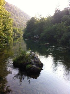 View of La Vis River upstream of Ganges in southern France