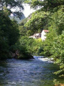View of La Vis River upstream of Ganges in southern France