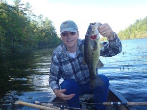 This chunky largemouth bass was caught in the shadow line 