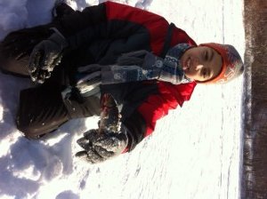 Christian's first ever brookie caught through the ice