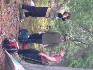 The team strategizing before paddling onto Split Rock Pond...