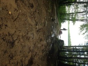 The launch area is very rough. Notice the two boulders. 