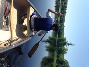 Paddling back after a few hours of fun fishing on Alewife Pond