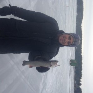 Joel's first brookie of the day caught jigging