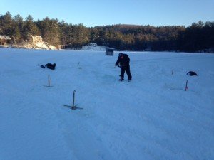 Drilling holes on a cold morning