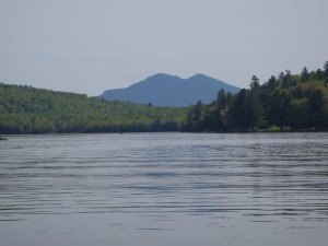 View of Lindsey Bay during a break in the wind with the Bigolow Mountains in the background