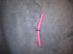 The wacky worm swims sideways and has a small open hook.