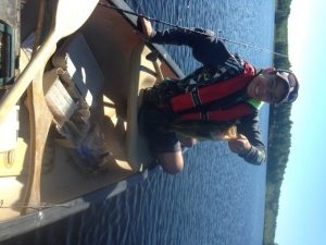 Christian is mighty pleased to have caught this nice largemouth bass on his buzzbait