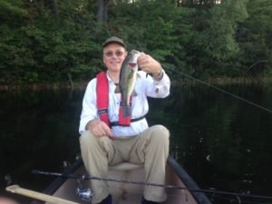 Unfortunately, the largemouth bass we caught on Lower Range Pond didn't get much bigger than this specimen