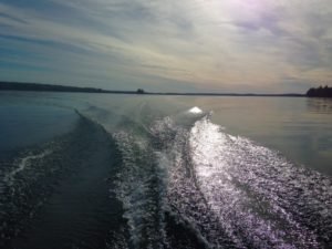 Returning to the boat launch, with Millers Island in the background.
